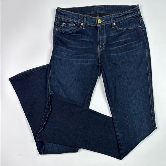 7 For All Mankind Kaylie Dark Wash Bootcut Jeans Size 30 (30x35) - Picture 1 of 13